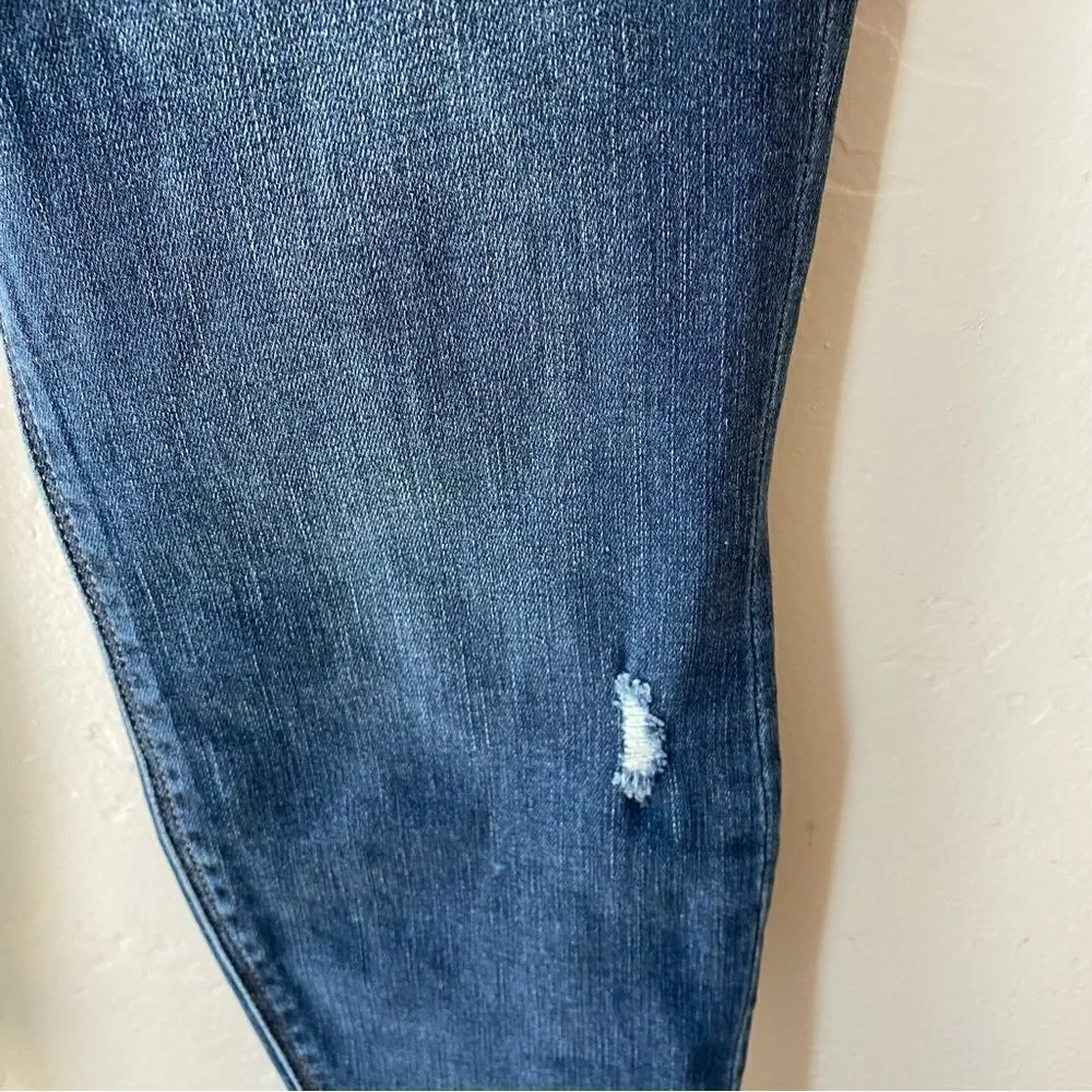 SPANX Petite Distressed Released Raw Hem Skinny Jeans in Medium Wash